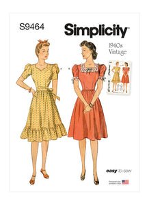 Pattern, SIMPLICITY 9464 Misses' Vintage Dress