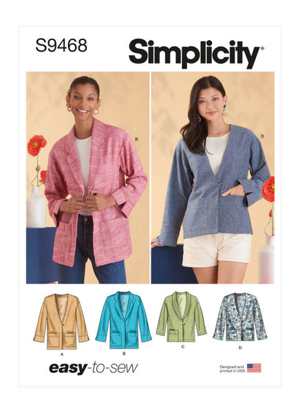 Pattern, SIMPLICITY 9468 Misses' Unlined Jacket