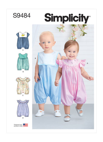 Pattern, SIMPLICITY 9484 Babies' Rompers