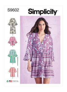 Pattern, SIMPLICITY 9602 Missses' Caftans and Wraps