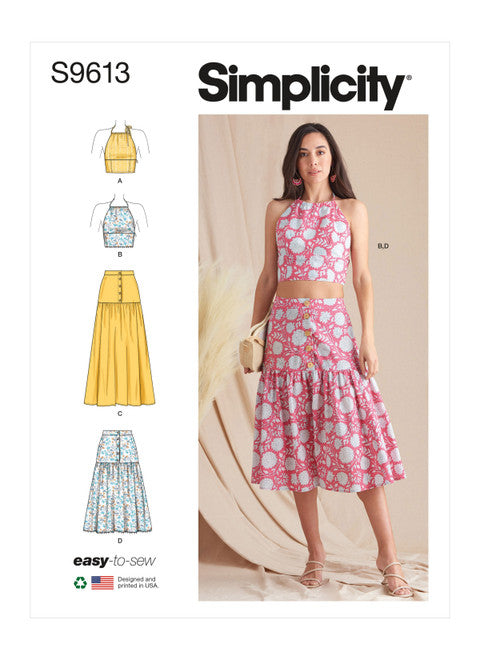 Pattern, SIMPLICITY 9613 Misses' Top and Skirts