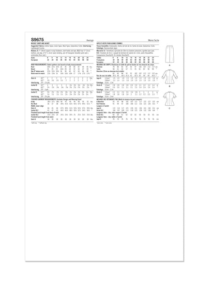 Pattern, SIMPLICITY 9675 Misses' Vintage Skirt and Jacket