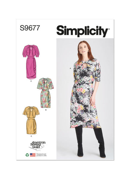 Pattern, SIMPLICITY 9677 Misses' Dresses with Sleeve and Length Variations - Designed for American Sewing Guild