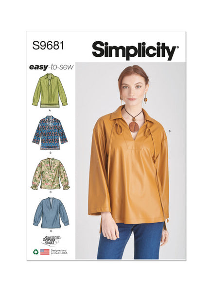 Pattern, SIMPLICITY 9681 Misses' and Women's Pull-Over Top