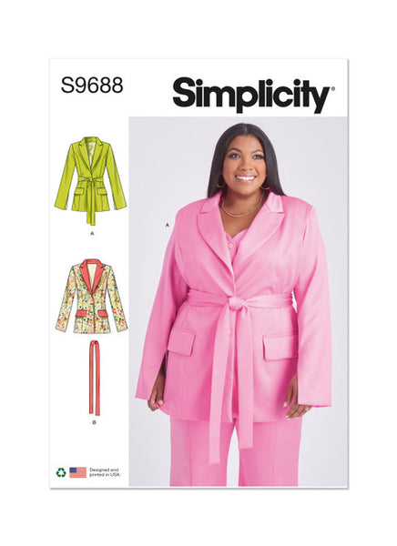 Pattern, SIMPLICITY 9688 Misses' and Women's Jacket with Tie Belt