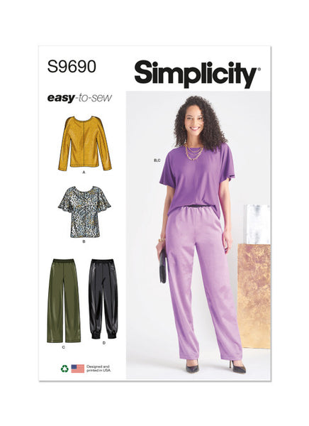 Pattern, SIMPLICITY 9690 Misses' Tops and Pull-On Pants