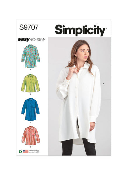 Pattern, SIMPLICITY 9707, Misses' Shirts