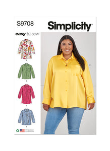 Pattern, SIMPLICITY 9708, Misses' Shirts