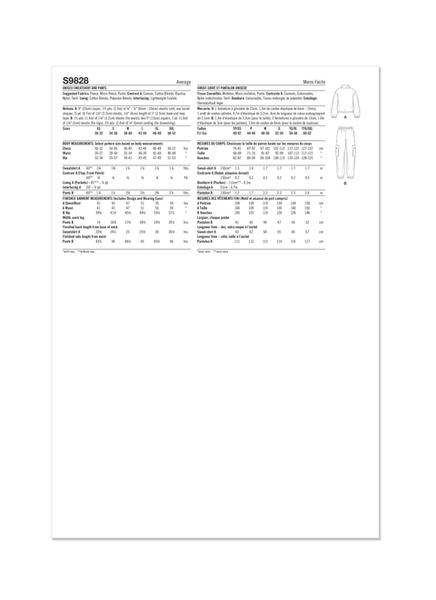 Pattern, SIMPLICITY 9828 Unisex Sweatshirt and Pants