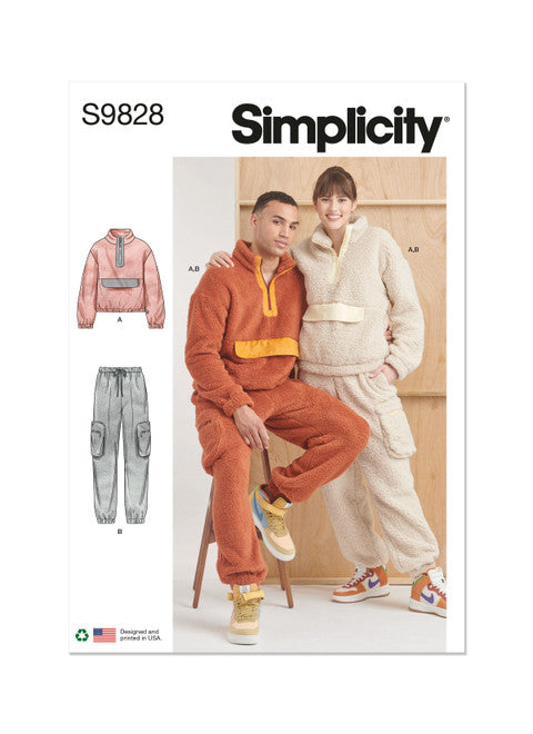 Pattern, SIMPLICITY 9828 Unisex Sweatshirt and Pants