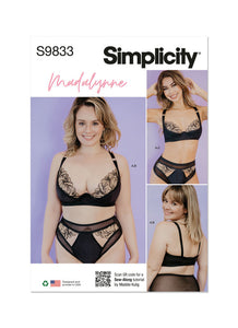 Pattern, SIMPLICITY 9833, Misses' and Women's Bra, Panty and Thong by Madalynne Intimates