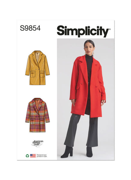 Pattern, SIMPLICITY 9854 Misses' Lined Coat for American Sewing Guild