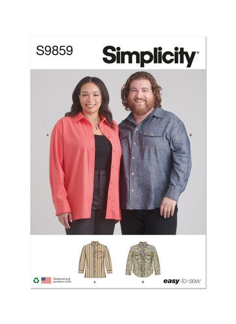 Pattern, SIMPLICITY 9859, Plus Size Unisex Shirts