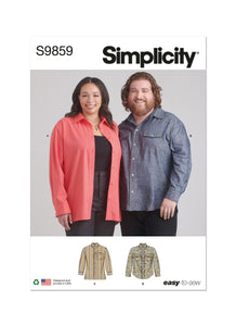 Pattern, SIMPLICITY 9859 Plus Size Unisex Shirt