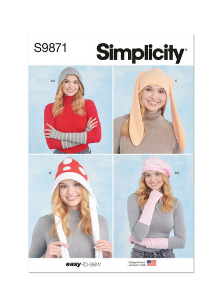 Pattern, SIMPLICITY 9871, Knit Hats and Arm Warmers