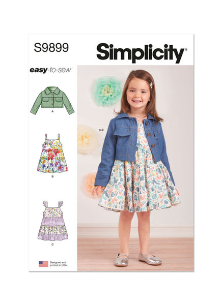 Pattern, SIMPLICITY 9899, Toddlers' Jacket and Dresses