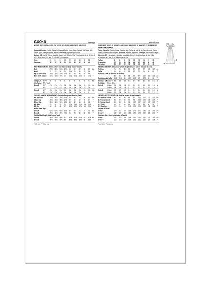 Pattern, SIMPLICITY 9918, Misses' Dress with Sleeve and Length Variations