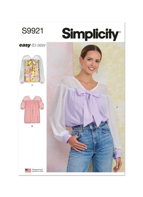 Pattern, SIMPLICITY 9921, Misses' Top with Sleeve Variations