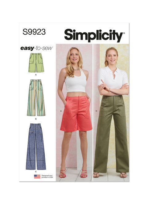 Pattern, SIMPLICITY 9923, Misses' Pants in Two Lengths and Shorts