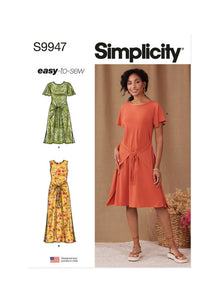 Pattern, SIMPLICITY 9947, Misses' Knit Dress with Sleeve and Length Variations