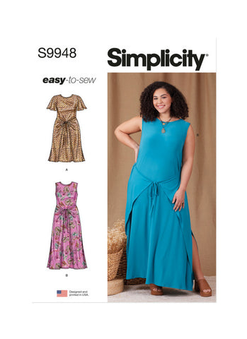 Pattern, SIMPLICITY 9948, Women's Knit Dress with Sleeve and Length Variations