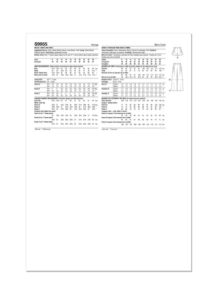 Pattern, SIMPLICITY 9955, Misses' Shorts and Pants