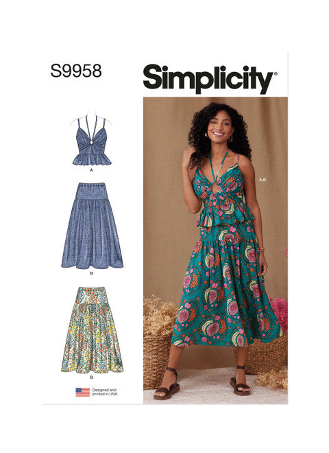 Pattern, SIMPLICITY 9958, Misses' Top and Skirt