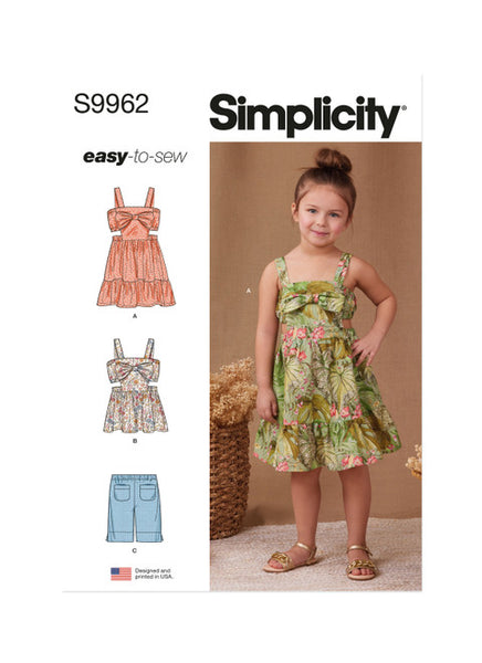 Pattern, SIMPLICITY 9962, Children's Dress, Top and Shorts