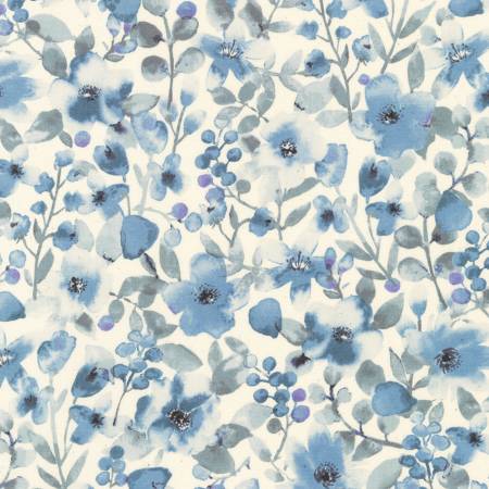 Fabric, Sevenberry Grace Vines Blue SB-850453D1-4