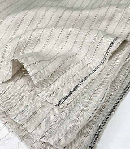 Fabric, Linen Simone 100% Herringbone Stripe Dove