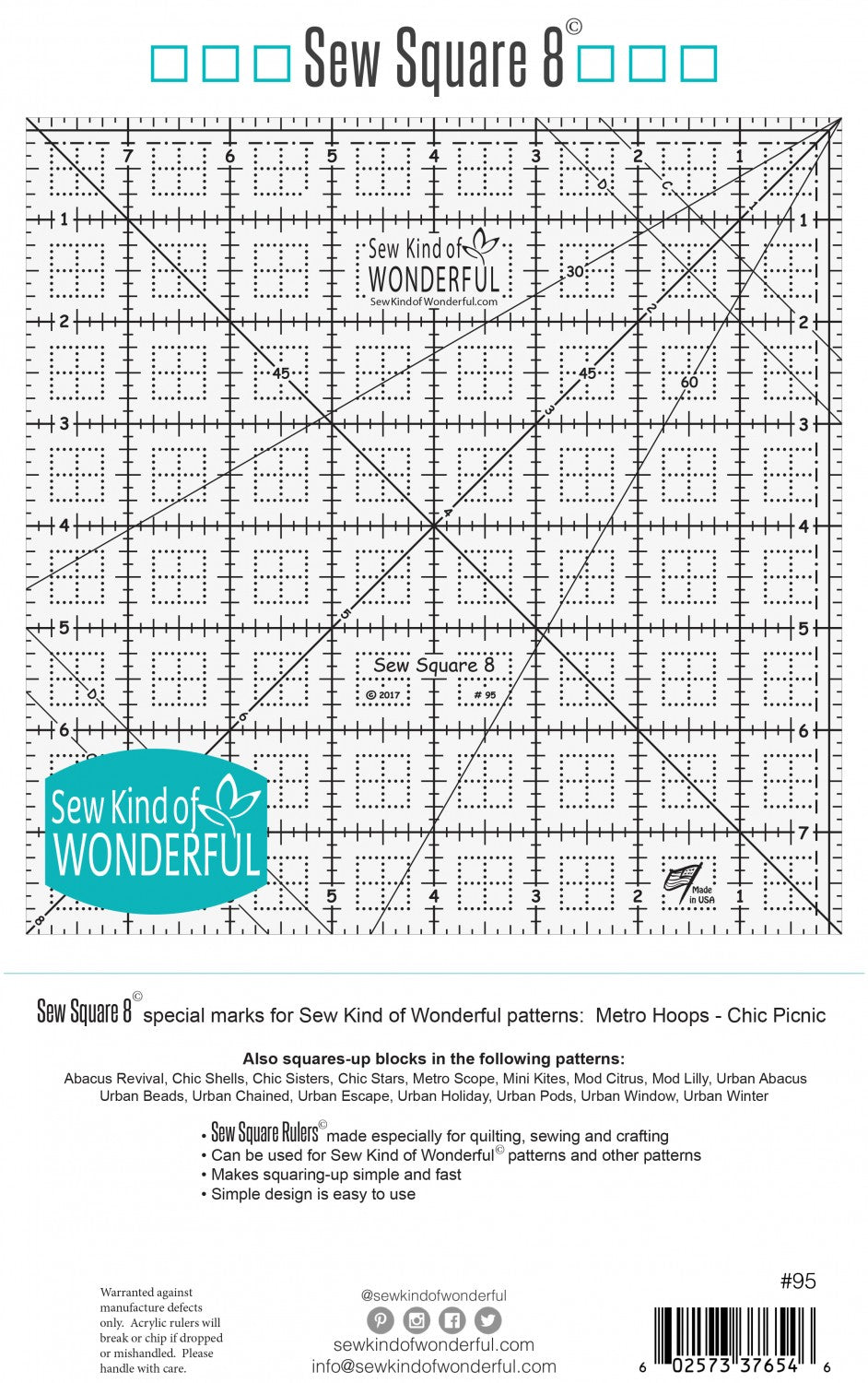 Ruler Quilters Sew Square 8 SKW95