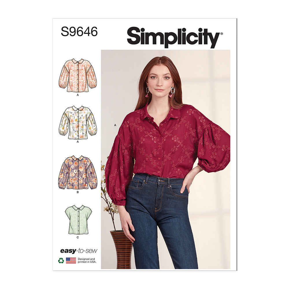 Pattern, SIMPLICITY 9646 Misses' Button Down Top