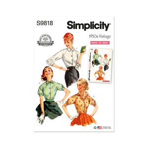 Pattern, SIMPLICITY 9818  Misses' Vintage Blouses