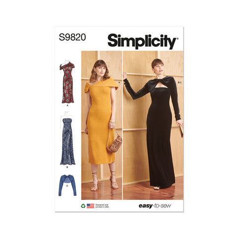 Pattern, SIMPLICITY 9820  Misses' Knit Dress and Shrug