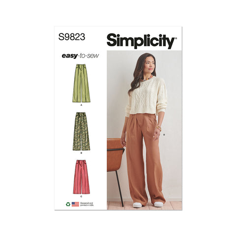 Pattern, SIMPLICITY 9823 Misses Pants