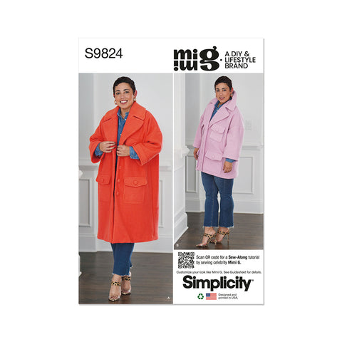 Pattern, SIMPLICITY 9824 Misses' Coat in Two Lengths