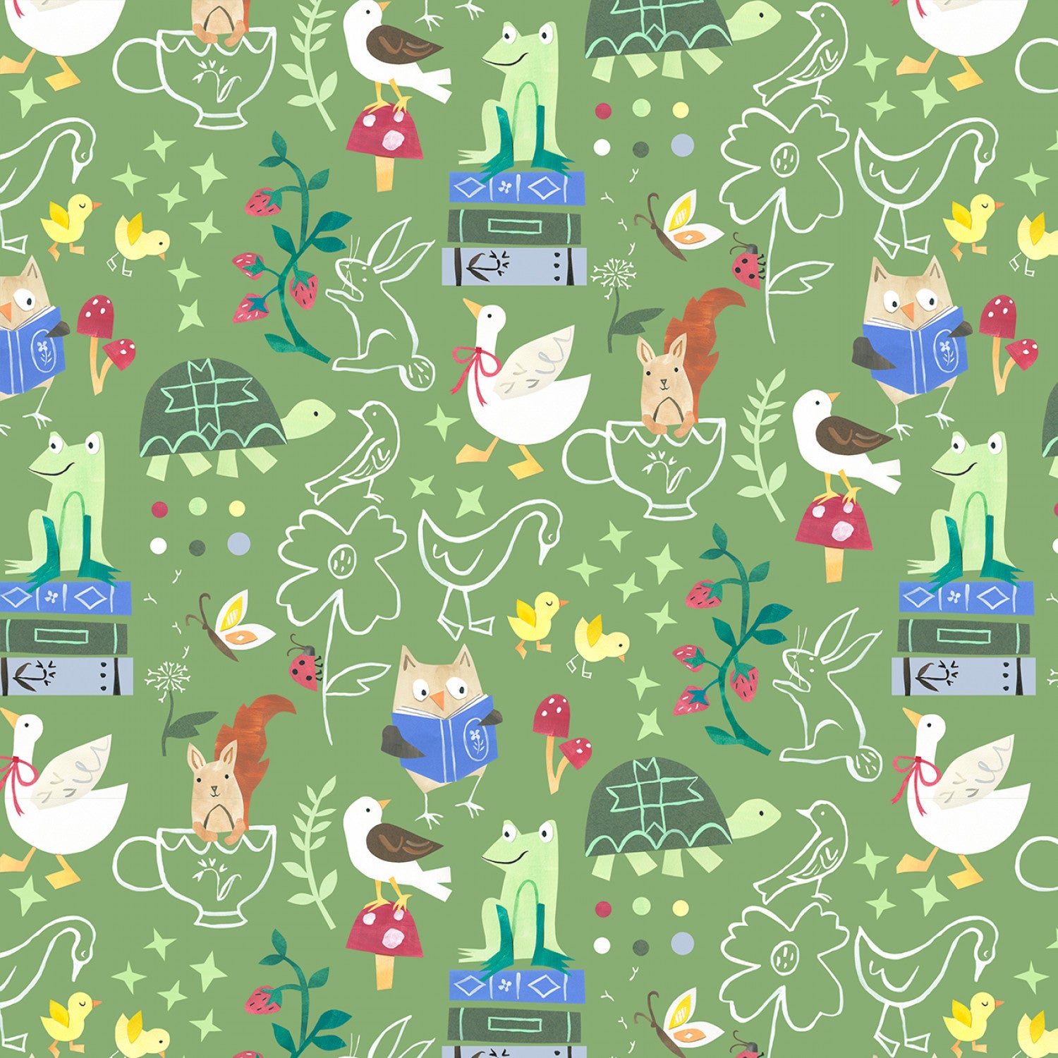 Fabric, Story Time Gathering Green, STIM05590-G