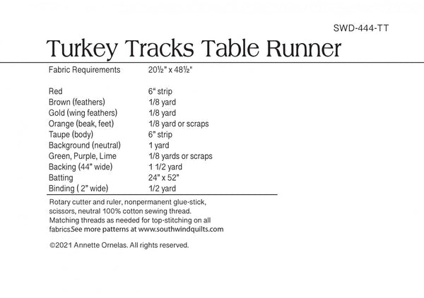 Pattern,  Turkey Tracks SWD444-TT