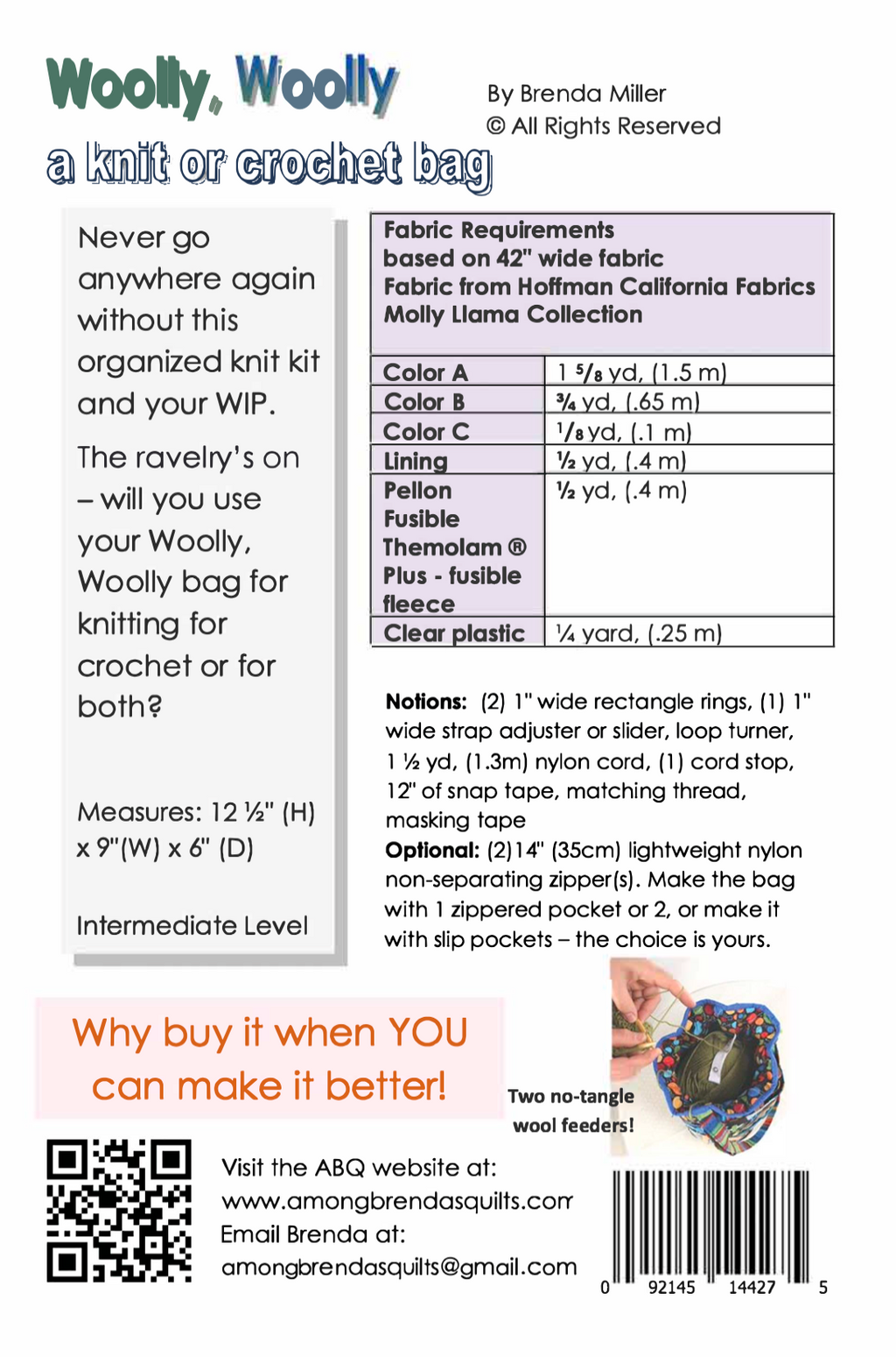 Pattern, Woolly, Woolly Bag - A Knit Kit!  ABQ-172