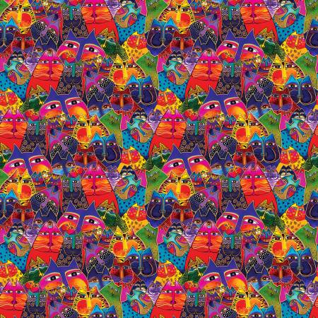 Fabric, Fantasicats, Multi Color Metallic Digital Packed Cats # Y4342-55M