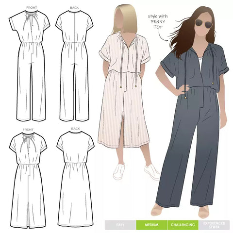 Pattern, Style ARC, Eadie Woven Jumpsuit and Dress Multi-Size