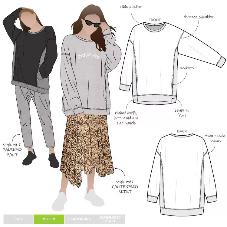 Pattern, style ARC, Fenix Sweatshirt