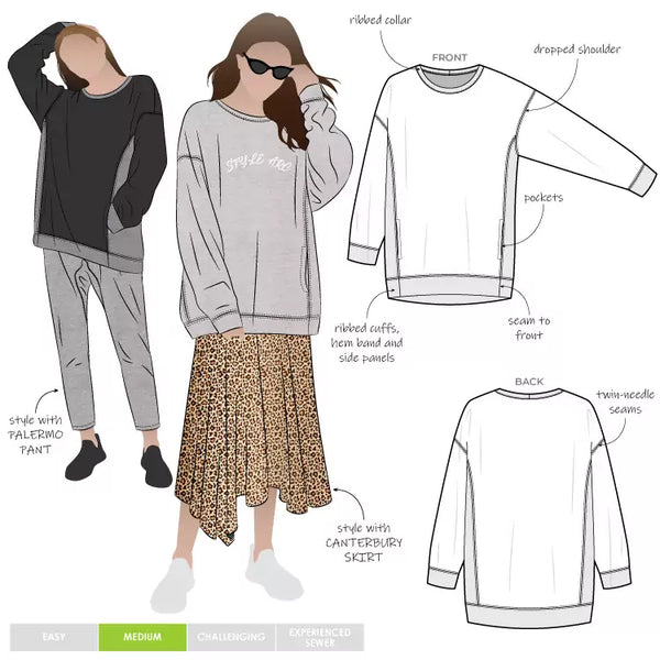 Pattern, style ARC, Fenix Sweatshirt