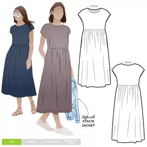 Pattern, Style ARC,Montana Midi Dress Multi-Size