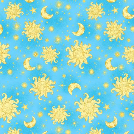 Fabric Flannel , Blue Suns & Stars Comfy Flannel  1051AE-11