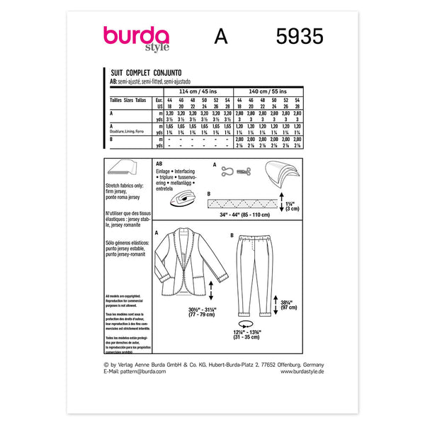 Pattern, Burda, 5935,  Plus Size Jacket and Pants
