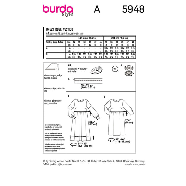 Pattern, Burda, 5948, Dress