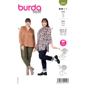 Pattern, Burda: Blouse - with Shoulder Yoke and Stand Collar  #5965