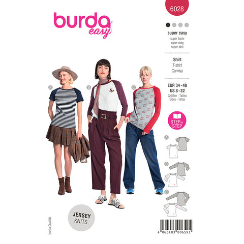 Pattern, Burda, 6028, Raglan Sleeve Top