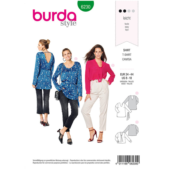 Pattern, Burda, 6230, Womens Blouse